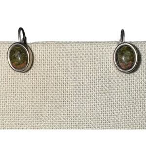 Sterling Silver 925 Oval Unakite Earrings